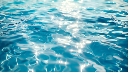 Obraz premium Sparkling blue water ripples under bright sunlight creating a tranquil and refreshing atmosphere