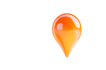 A vibrant orange location marker icon with a glossy finish ideal for navigation and mapping de