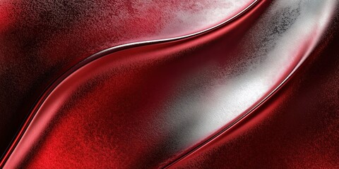 Luxury abstract metallic background, a smooth red and silver wave texture blending glossy and matte surfaces for a modern high-end aesthetic
