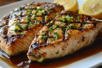 Grilled swordfish with butter and soy marinade
