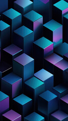 Fototapeta premium A modern abstract digital wallpaper with a cyberpunk-inspired neon cube arrangement.