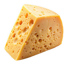A vibrant piece of yellow cheese showcasing its distinctive holes, perfect for culinary delights and cheese platters.