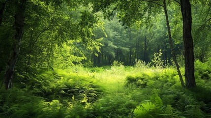 Obraz premium panoramic view of the nature, green nature scenery, fresh nature