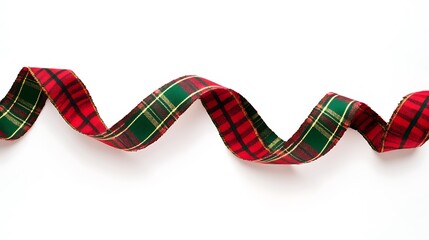 A decorative red and green plaid ribbon, ideal for holiday crafts and gift wrapping.