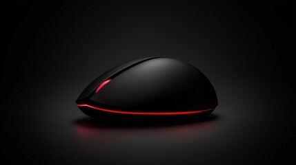 A sleek black computer mouse with a red light on the bottom.