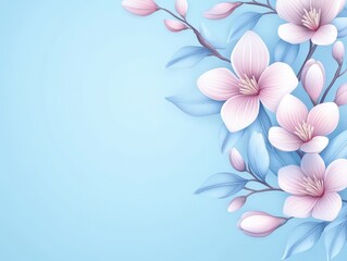 Obraz premium Elegant floral arrangement with pink blossoms on a soft blue background