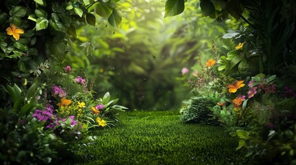 Fototapeta premium panoramic view of the nature, green nature scenery, fresh nature