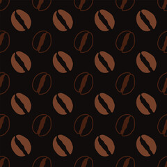 Seamless coffee bean pattern for coffee shop backgrounds, cafe decorations, dining venues and culinary events. for a coffee-themed greeting card. for coffee-themed fabric motifs