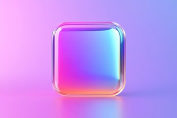 Abstract Colorful Glass Button Digital Interface Design Element Modern Shiny Gradient Background Purple Pink Blue Iridescent Texture Technology App   