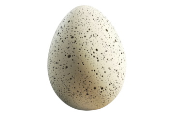 Speckled egg with natural pattern and smooth surface, isolated on white transparent background. Concept of nature, wildlife, and reproduction