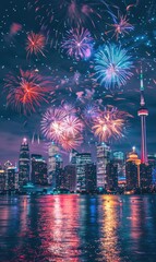 background wallpaper celebration festival fireworks in sky colorful welcome new year Generate AI