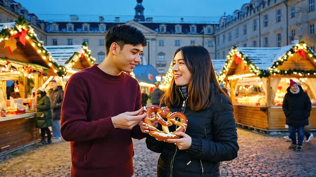 Frames A magical winter-themed photo capturing a bustling Christmas market in London,  a-2, 18146500