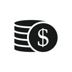 Money. Line Icon Vector. Payment system. Coins and Dollar cent Sign isolated on white background. Flat design style. Business concept.