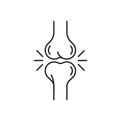 Human Knee Bone Joint Line Icon. Anatomy Leg Skeleton Linear Pictogram. Arthritis, Osteoporosis Illness of Bone Joint Outline Icon. Orthopedic Health. Editable Stroke. Isolated Vector Illustration.
