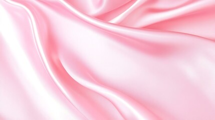 Pink rose peach white silk satin. Creases in fabric. Light luxury elegant background with space for design. Table top view flat lay. Birthday baby newborn. Or a wedding valentine.