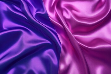 Obraz premium Silk satin. Dark purple pink magenta background. Gradient. Colorful background with space for design. Wavy folds. Shiny fabric.