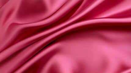 Obraz premium Red pink silk satin. Viva magenta color. Trend 2023. Draped fabric. Elegant background with space for design. Flat lay table top view.