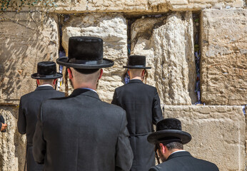 Jews in front of the Western Wall in Jerusalem, Israel