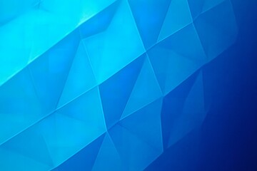 Light bright neon electric metallic cyan agua blue abstract pattern background. Geometric shape. Line triangle angle fold polygon diamond 3D. Color gradient. Rough grain noise. Matte shimmer.