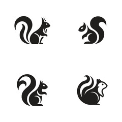 set collection minimalist and modern  squirrel landing logo design.
