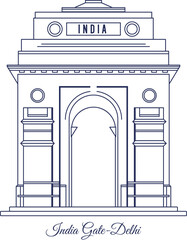 Elegant Outline Drawing of India Gate &ndash; Historical Vector Art