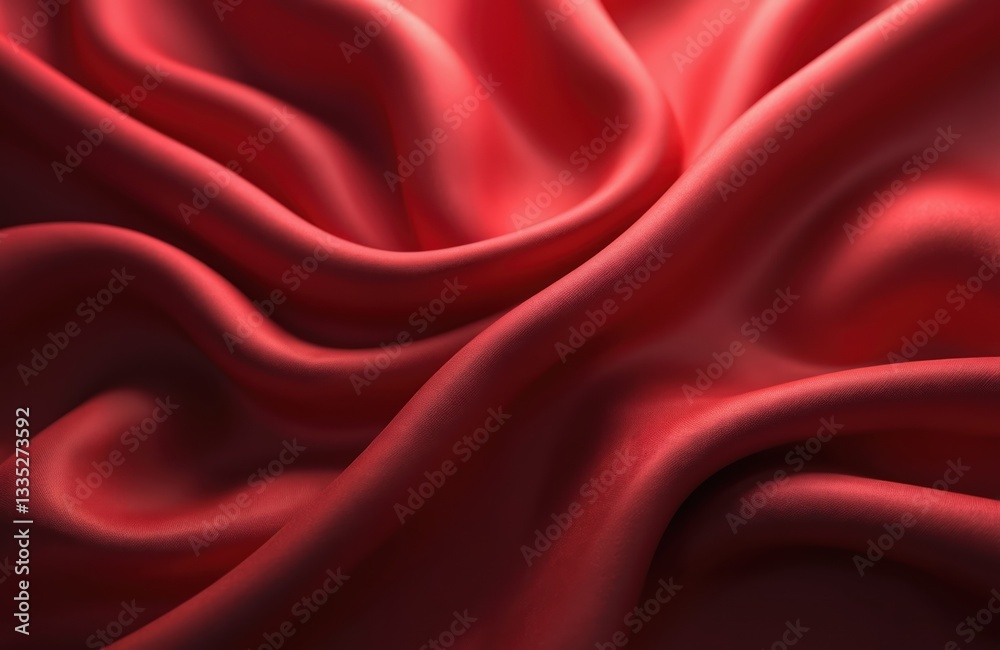 Poster luxury red silk fabric with smooth satin texture. elegant wavy folds create abstract patterns. scarl