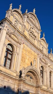 View of the Basilica dei Santi Giovanni e Paolo in the Castello sestiere of Venice, Italy. Vertical