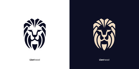 Obraz premium Lion head vector logo icon design with geometric style, Creative concept symbol tiger illustration templates.