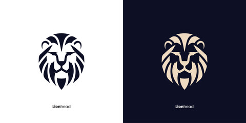 Lion head vector logo icon design with geometric style, Creative concept symbol tiger illustration templates.