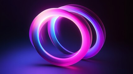 Colorful abstract design featuring glowing rings in pink, purple, and blue hues, creating a futuristic and minimalist aesthetic with smooth, dynamic shapes.