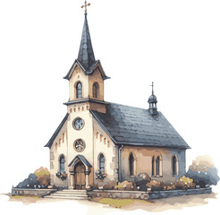 Fototapeta premium A watercolor vector illustration of a church