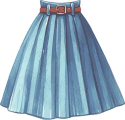 A watercolor vector illustration a  blue elegant skirt