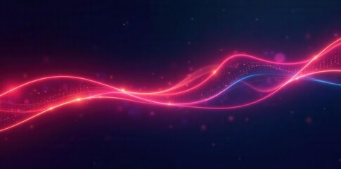 Obraz premium Abstract glowing lines streak across dark background, neon, red