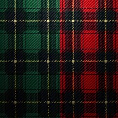 Deep crimson & forest green textured tartan, woven detail, tartan, classic