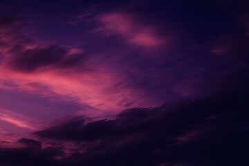 Fototapeta premium Deep purple magenta violet navy blue sky. Dramatic evening sky with clouds. Colorful sunset background for design. Dark shades. Cloudy weather. Storm.