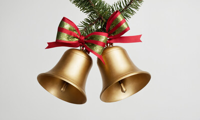christmas bells with red ribbon