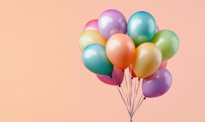A bunch of colorful balloons are floating in the air