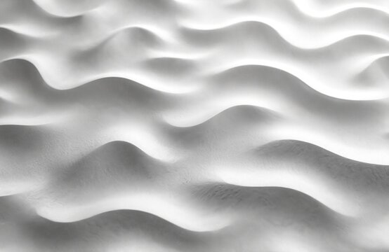 Monochrome photo of seamless rippled sand dune pattern. Wavy beige white desert sand dunes repeat creating trendy background. Bump map displacement abstract 3d rendering with grayscale geometric