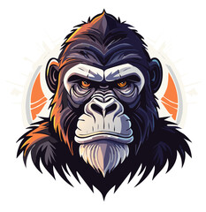 Gorilla in neo-traditional style, with established lines, typical facial expression.