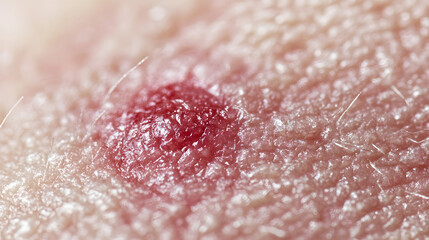 Fototapeta premium Close up of pimple on human skin. Inflammation on face