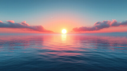 Obraz premium Tranquil ocean sunset serene coastal landscape photography in wide angle