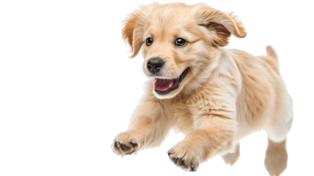 Golden retriever puppy running with transparent background