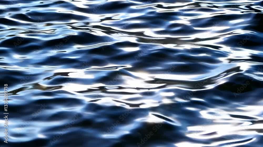 Poster close-up of reflective water surface with gentle ripples in sunlight. nature and tranquility concept