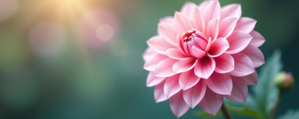 Obraz premium Soft pastel dahlia, delicate petals, romantic bloom , valentines, peaceful