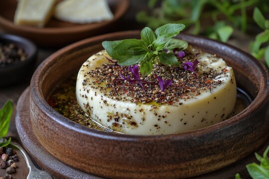 Lebanese flatbread with zaatar and cheese