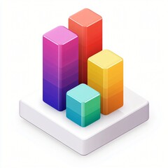 Fototapeta premium Isometric Bar Chart Icon Design for Data Visualization and Infographics on White Background