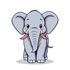 Cute Contoured Elephant Illustration