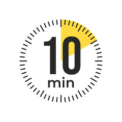 Fototapeta premium 10 or ten minute Timer, clock, stopwatch isolated icons. Countdown timer symbol. Label cooking time. Minute timer, Time measure, Chronometer, Alarm, Kitchen timer, label, sticker, stamp. Vector