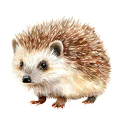 Obraz premium charming watercolor illustration of hedgehog, delicately rendered, evokes sense of woodland serenity and invites feeling of childlike wonder