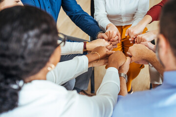 Team of People Sharing a Motivational Moment Together in Unity and Support